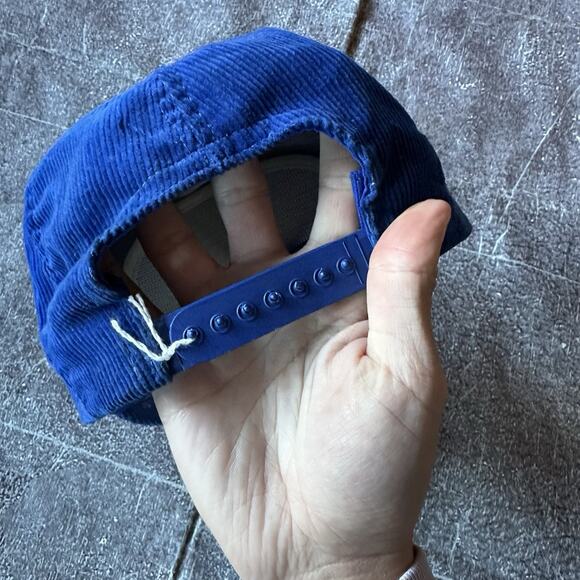 Men's Vintage 80s Master Mix Feed Farming Blue Corduroy Trucker Snapback Hat Cap - Picture 4 of 6